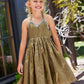 Evaleen Gold Halter Dress with Gems  for Girls