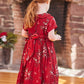 Red Floral Cottage Dress for Girls