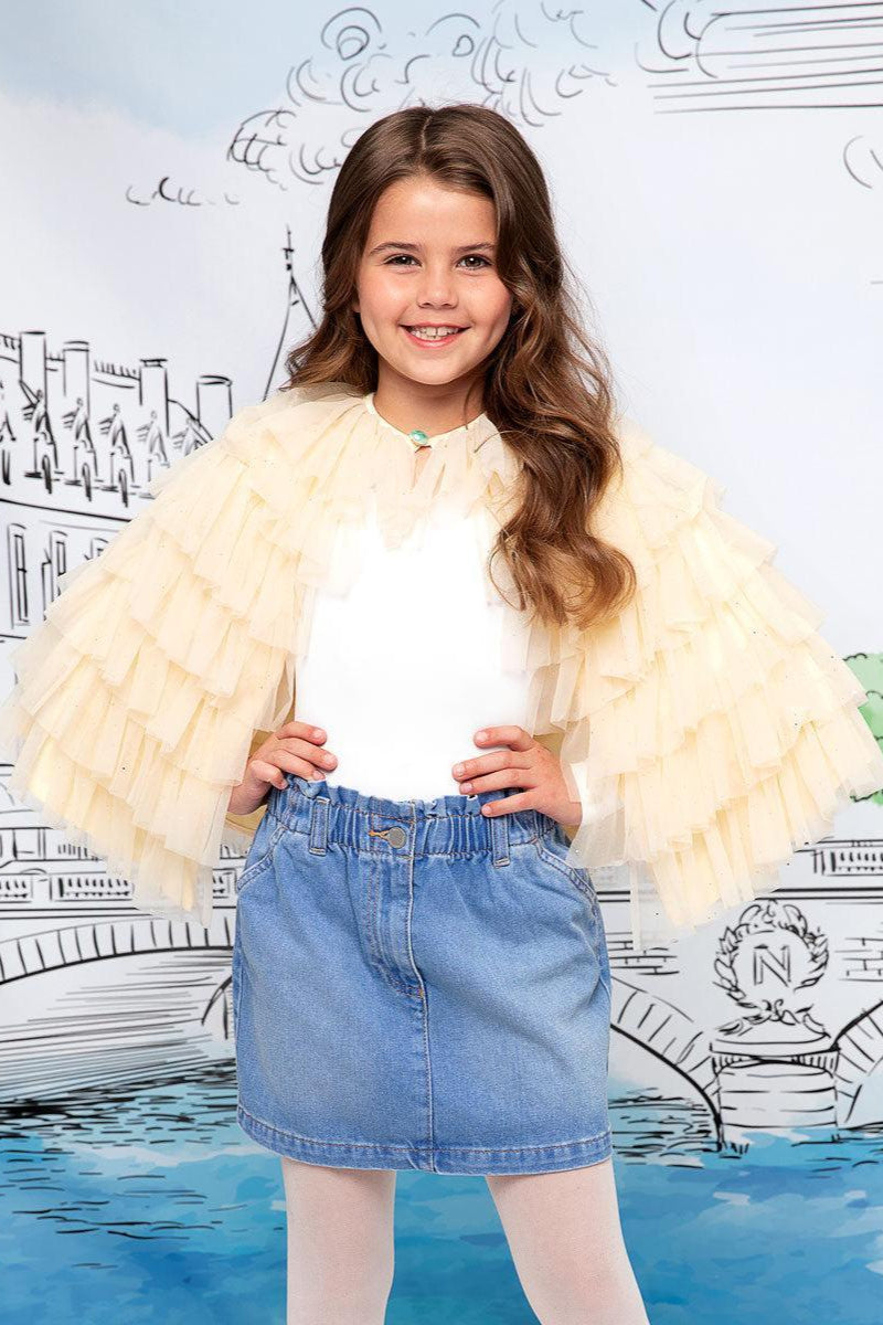 Gold Ruffle Cape for Girls-Chasing Fireflies