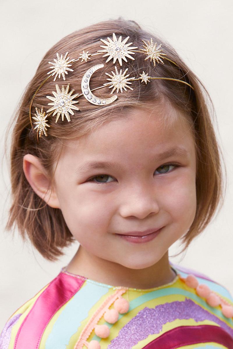 Moon & Stars Gold Tiara-Chasing Fireflies