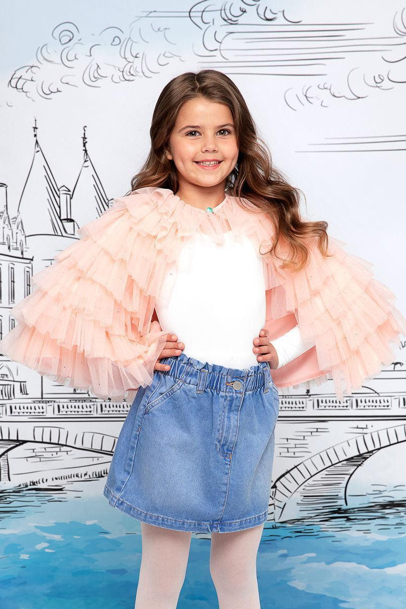 Pink Ruffle Cape for Girls-Chasing Fireflies