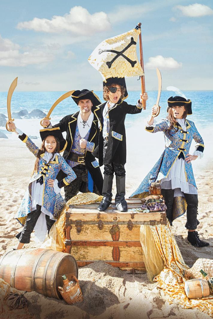 Pirate Blue Brocade Costume for Girls-Chasing Fireflies