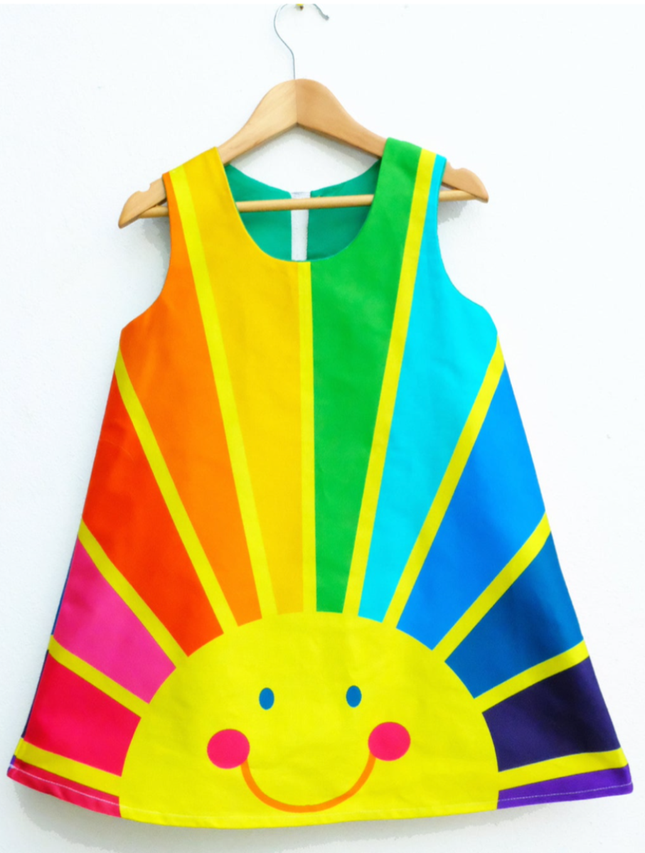 Girls Rainbow Sunrise Print Dress