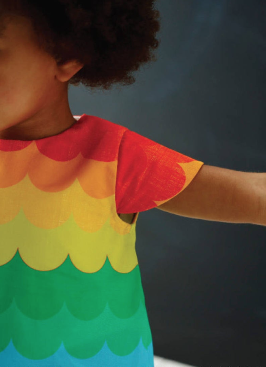 Rainbow Scallop Print Dress for Girls