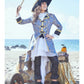 Blue Brocade Pirate Costume for Women
