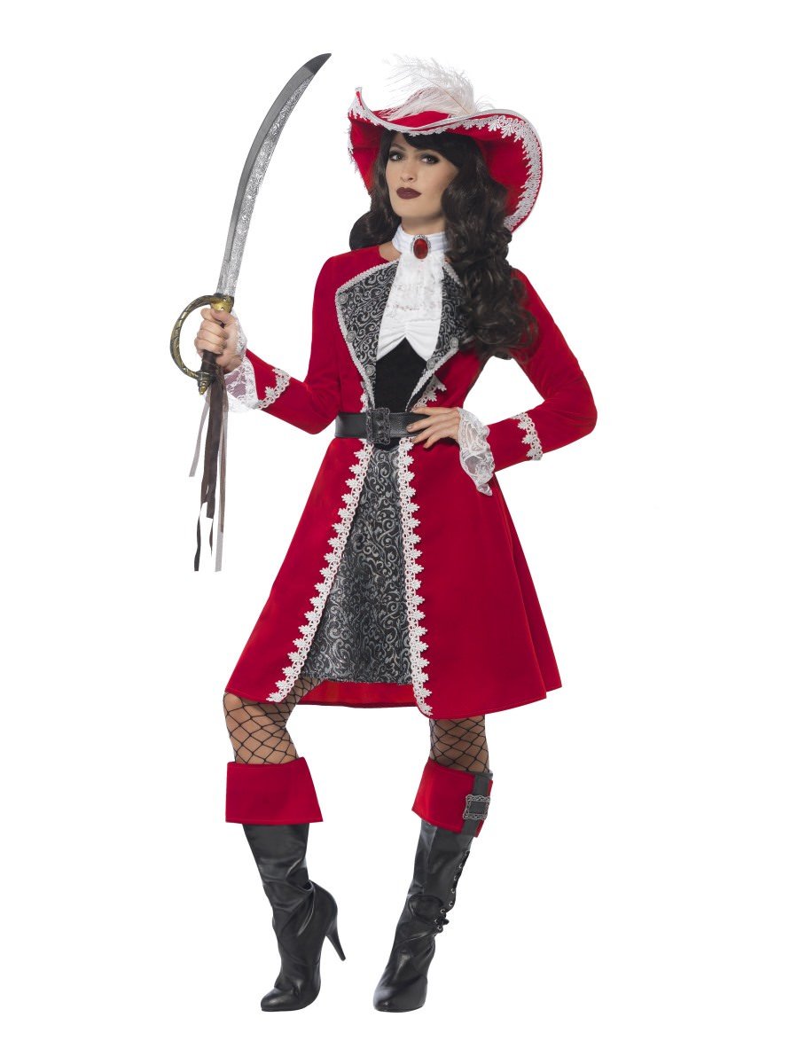 Plus Size Deluxe Captain Hook Costume | Exclusive | Adult | Mens | Black/Red/White | 5X | FUN Costumes