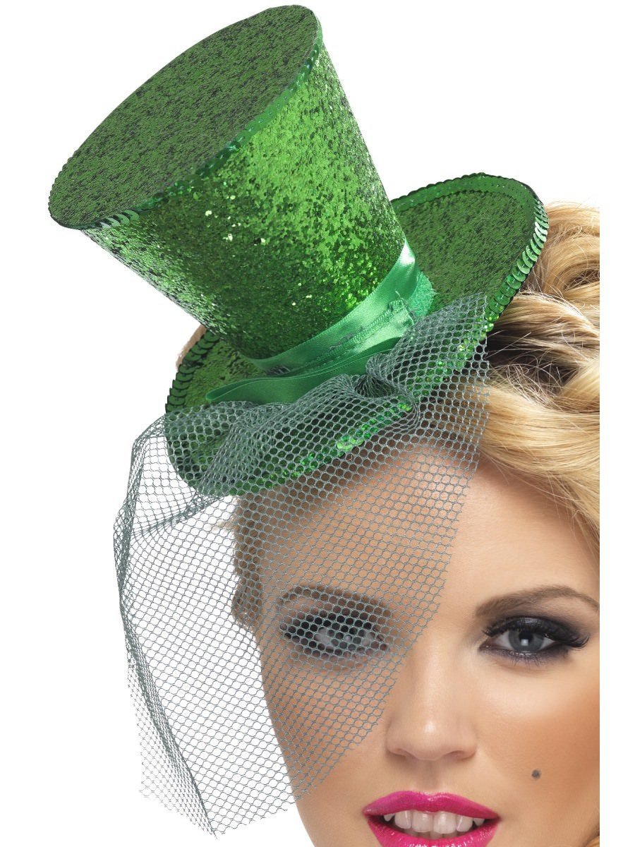 Fever Mini Top Hat on Headband, Green