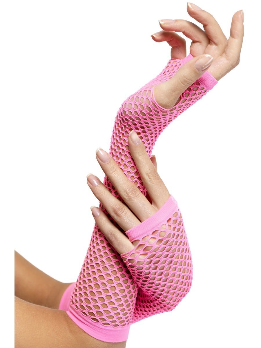 Pink Fishnet Gloves
