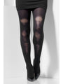 Opaque Tights, Black, with Distressed Detail