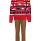 Boys Red Dino Jacquard Holiday Sweater & Jogger Set