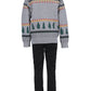 Boys Grey Moose Jacquard Holiday Sweater & Jogger Set