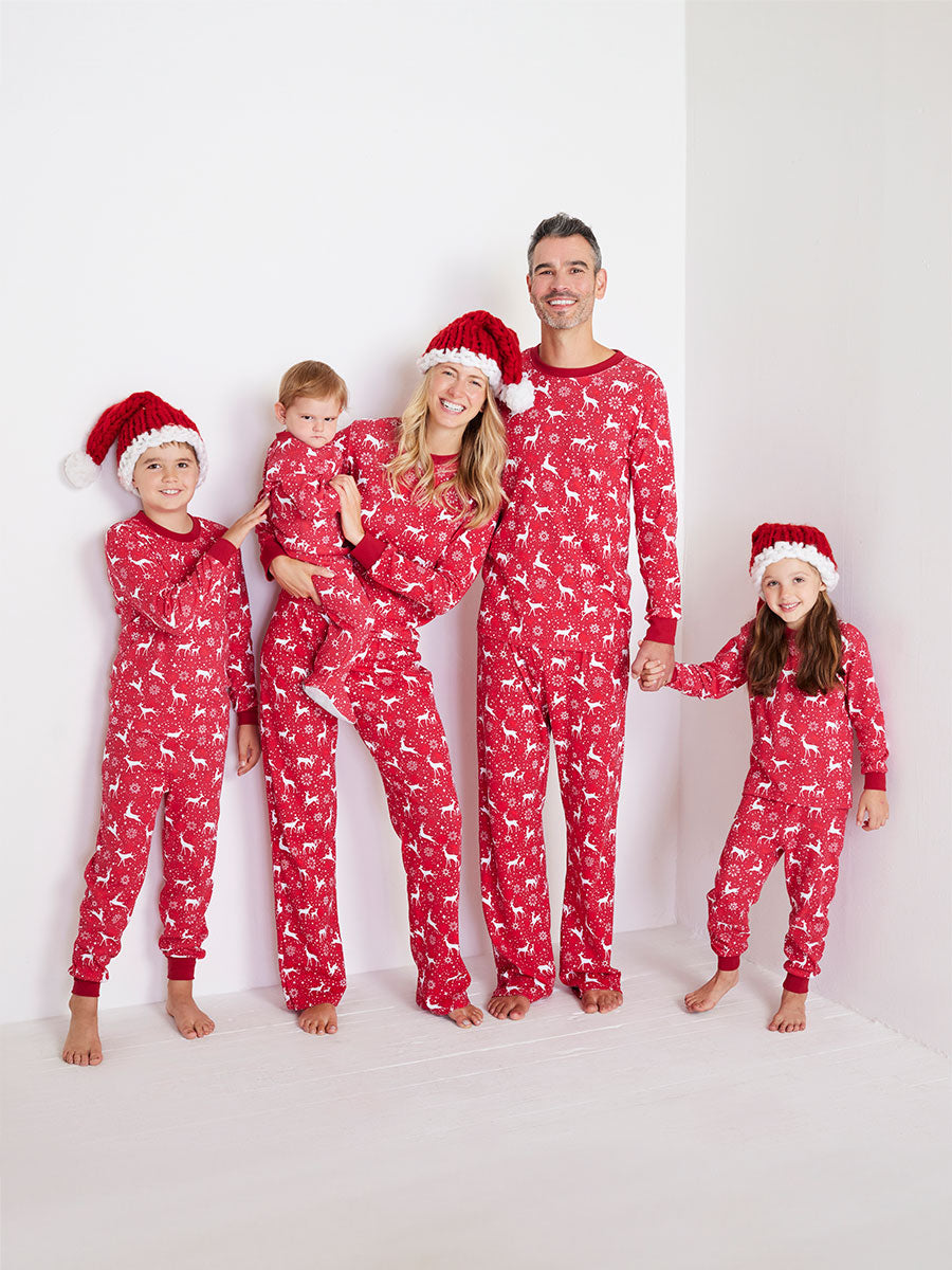 Kids Holiday Red Deer Footed Onesie Pajamas