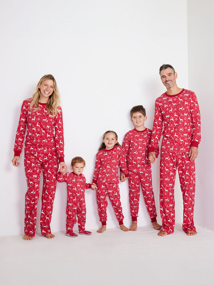 Kids Holiday Red Deer Footed Onesie Pajamas