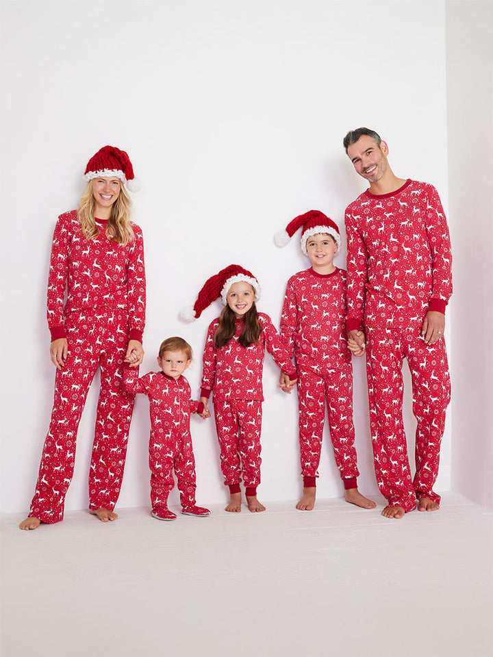 Kids Holiday Red Deer Footed Onesie Pajamas