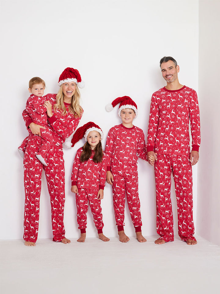 Kids Holiday Red Deer Footed Onesie Pajamas
