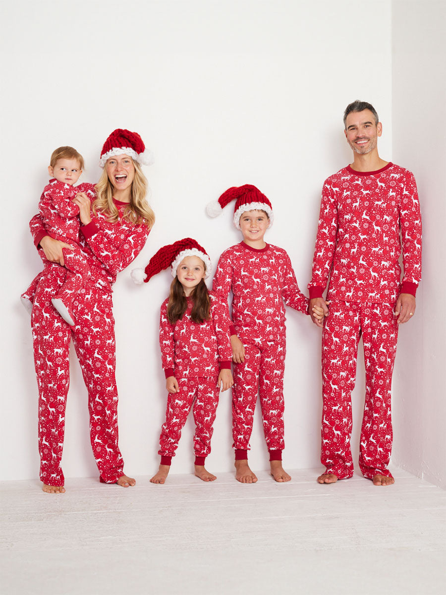 Kids Holiday Red Deer Footed Onesie Pajamas