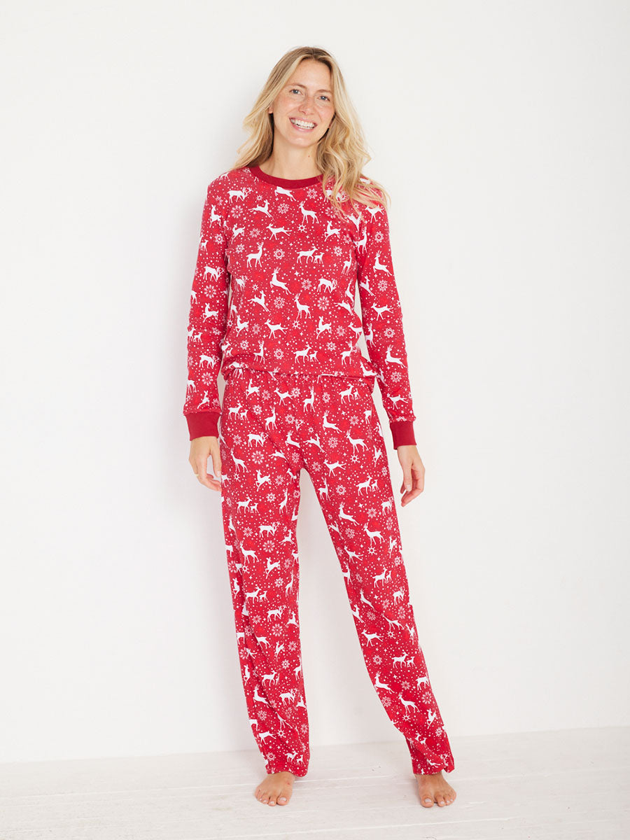 Adults Holiday Red Deer Pajamas