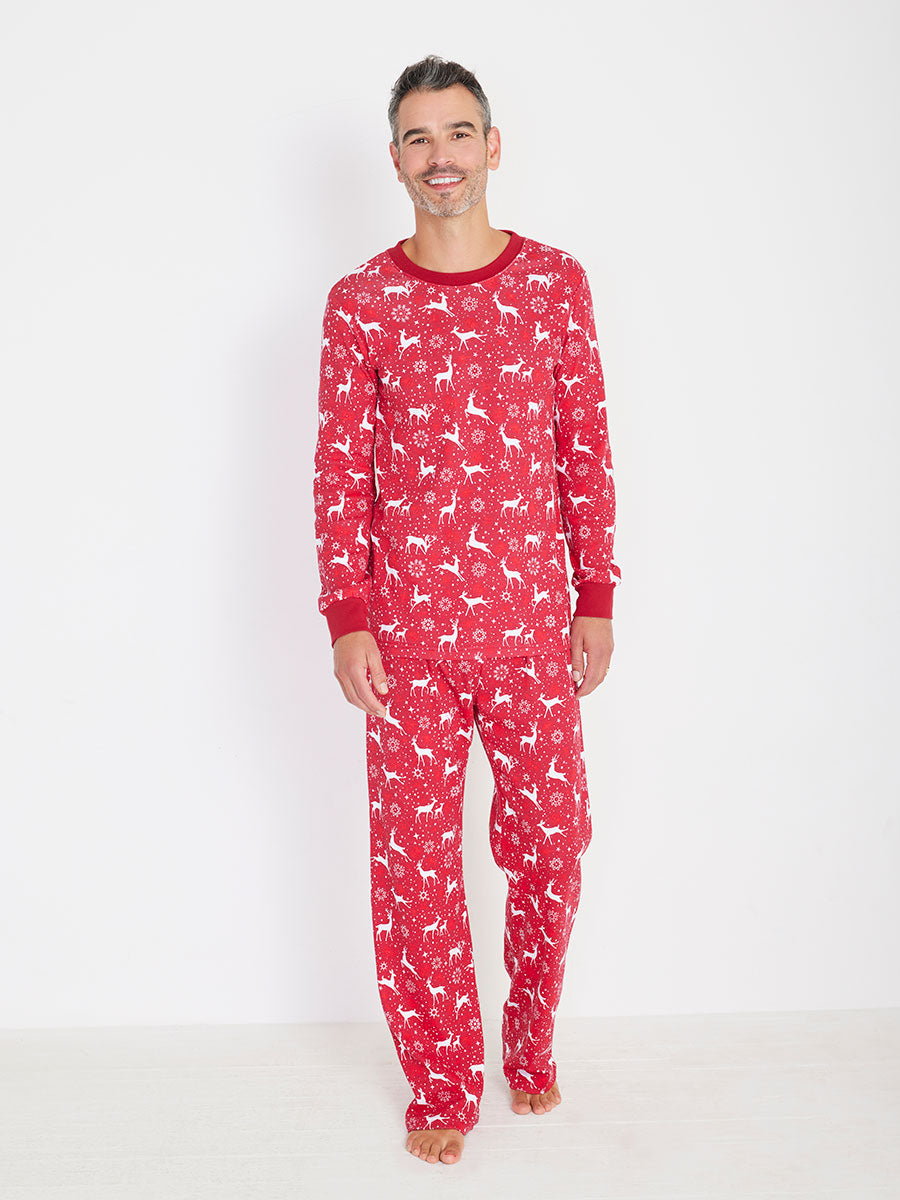 Adults Holiday Reindeer Red Pajamas