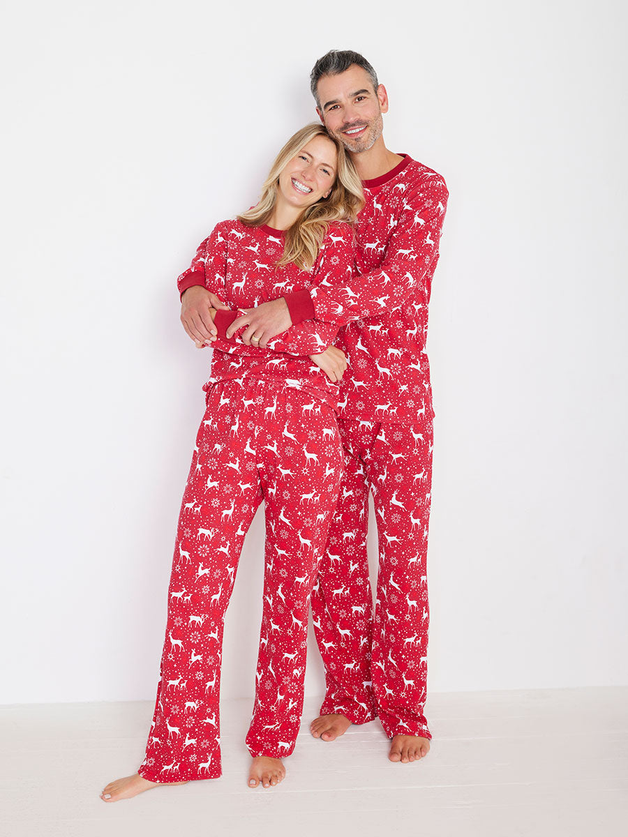 Adults Holiday Red Deer Pajamas