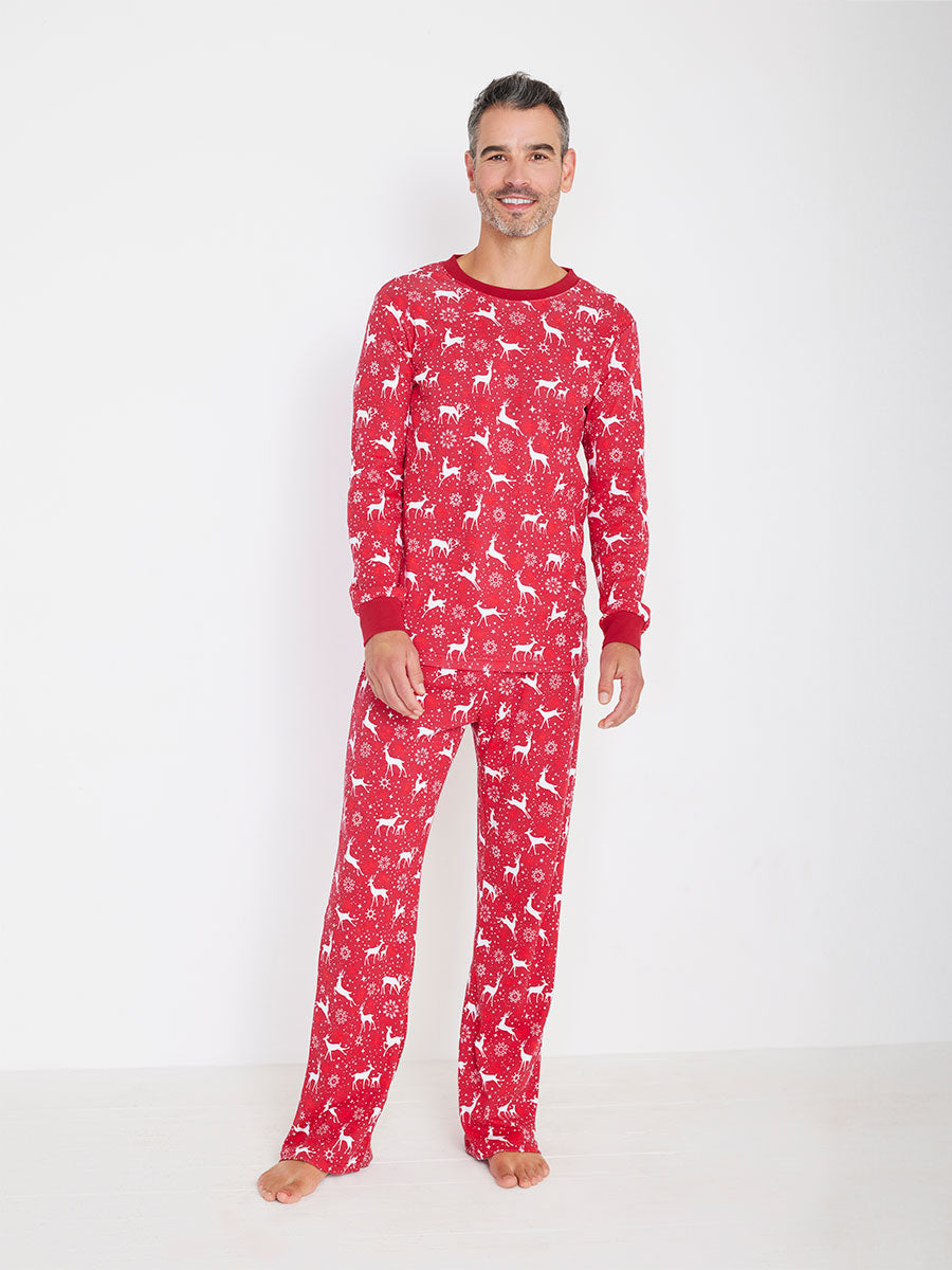 Adults Holiday Reindeer Red Pajamas