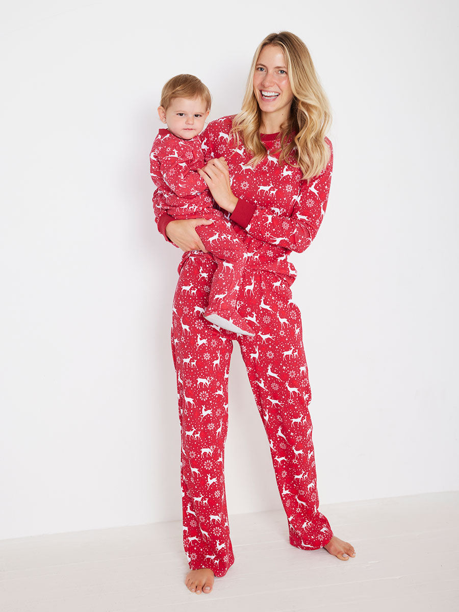 Adults Holiday Red Deer Pajamas