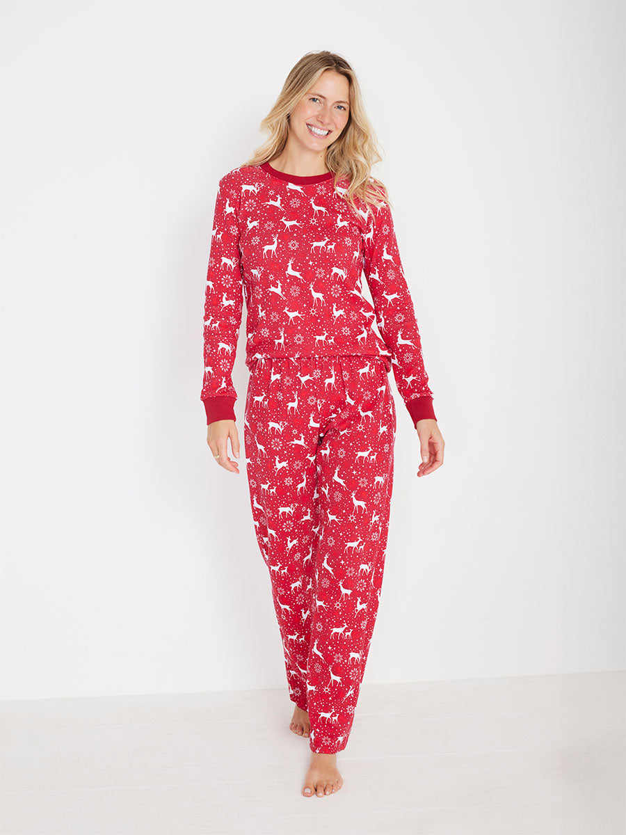 Adults Holiday Red Deer Pajamas