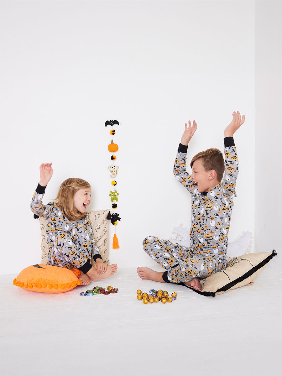 Kids Trick or Treat Long John Pajamas
