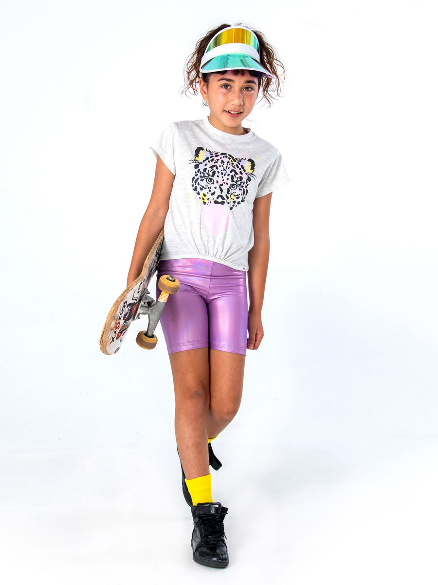 Metallic Pink Bike Shorts for Girls