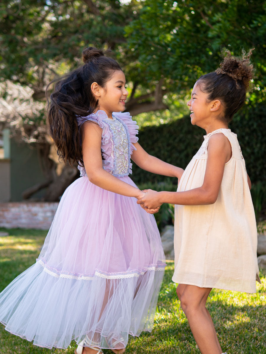 Ava Lace & Cotton Dress for Girls