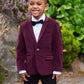 Boys Merlot Velvet Suit Blazer