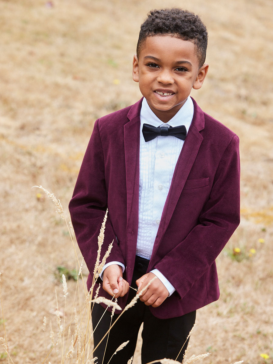 Boys Merlot Velvet Suit Blazer