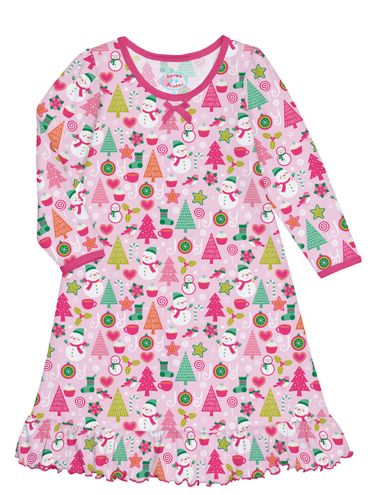 Girls Pink Joy Puff Sleeve Nightgown