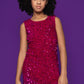 Berry Sequin Asymmetrical Dress