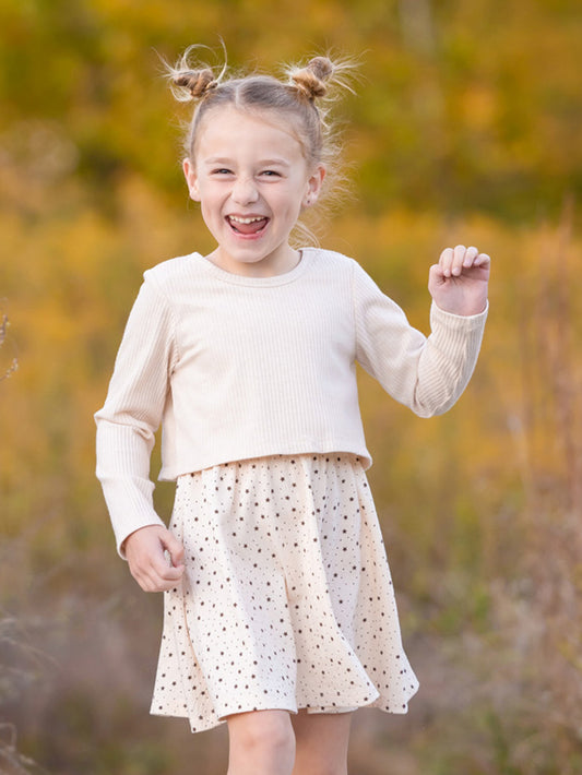 Starry Night Rib & Textured Cream Knit Dress