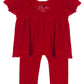 Noella Red Velvet Organza 2-Piece Set