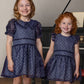 Majesty Blue Flutter Sleeve Organza & Sparkling Knit Dress