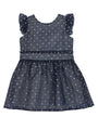 Majesty Blue Flutter Sleeve Organza & Sparkling Knit Dress