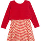 Red Plaid Attached Sweater Chenille Dress