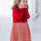 Red Plaid Attached Sweater Chenille Dress