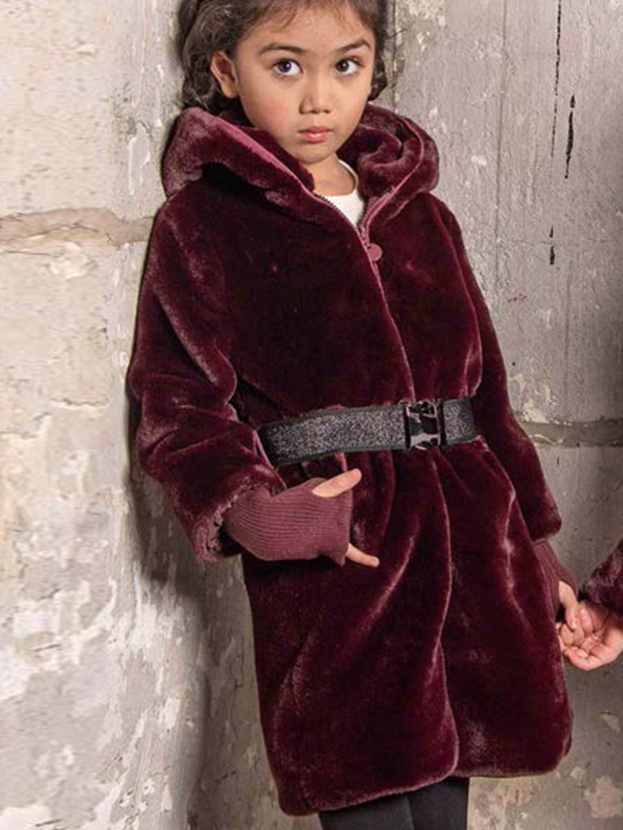 Burgundy Faux Fur Coat