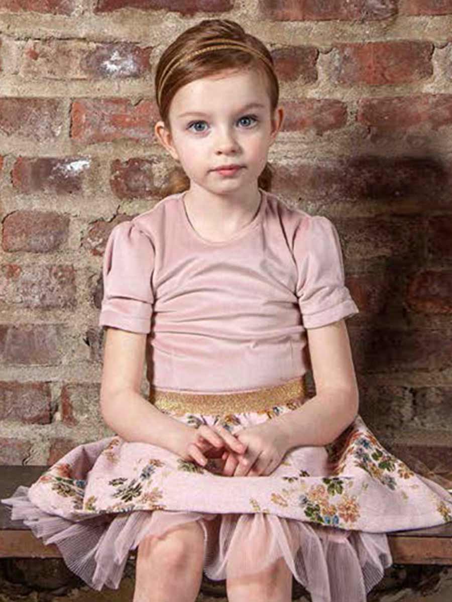Pink Velvet Jacquard Pleated Dress - Potpouri