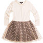 Metallic Knit Pleated Mesh Chiffon Dress