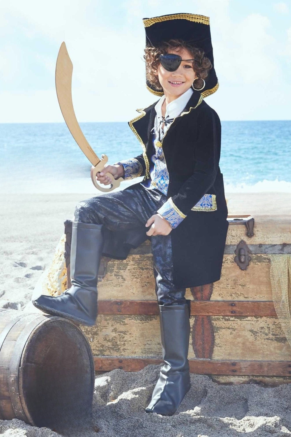 Pirate Blue Brocade Costume for Boys
