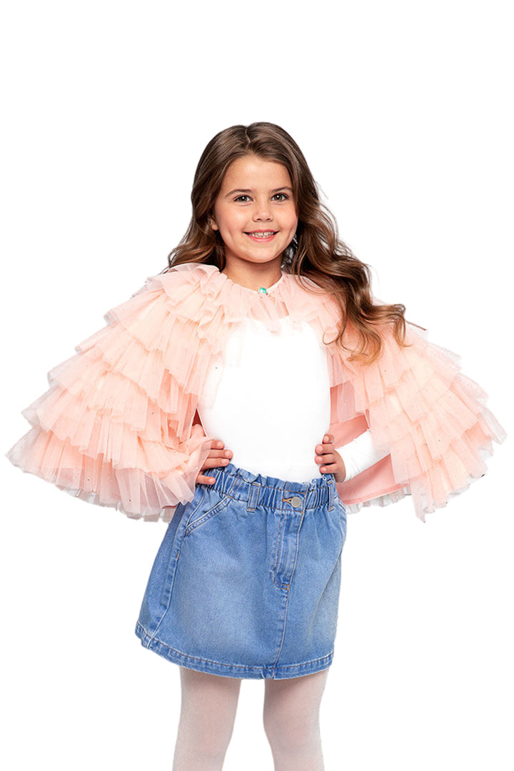 Pink Ruffle Cape for Girls
