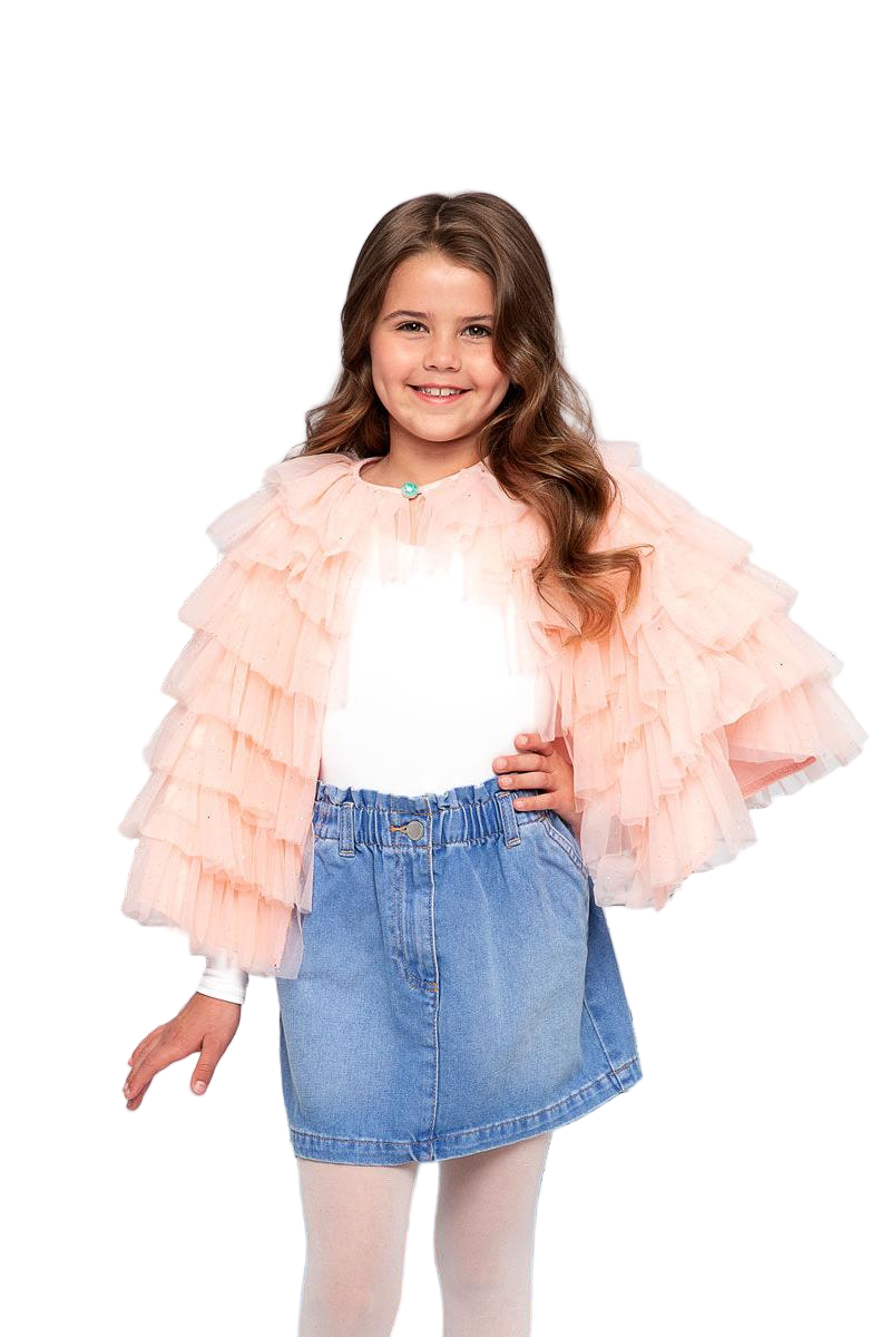Pink Ruffle Cape for Girls