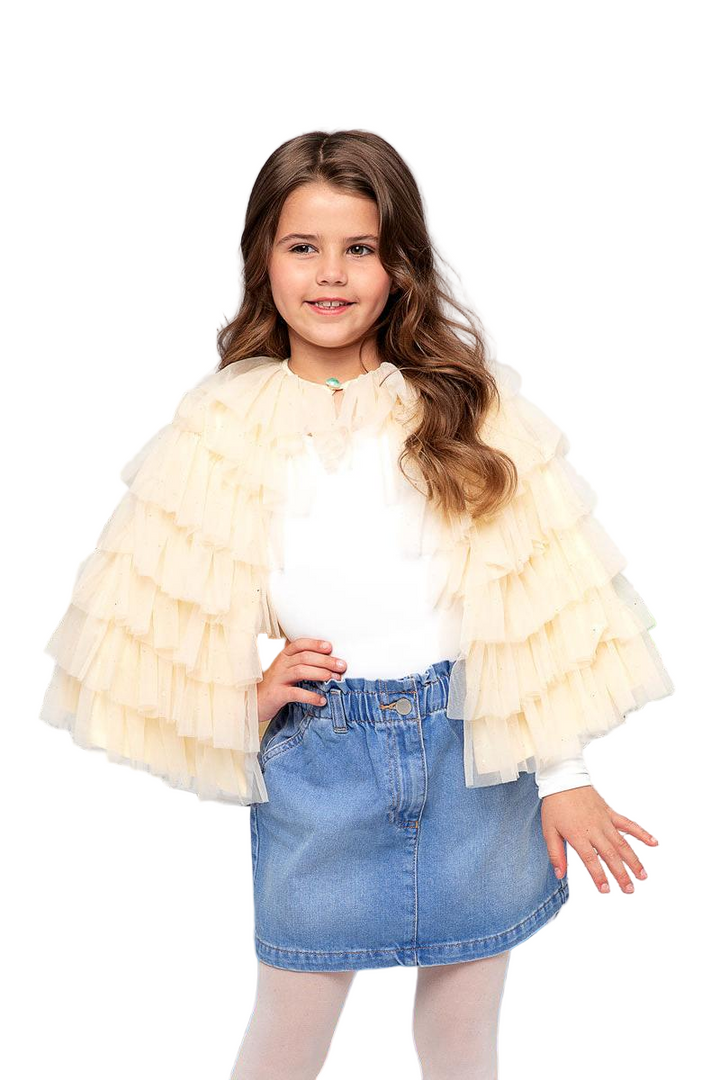 Gold Ruffle Cape for Girls