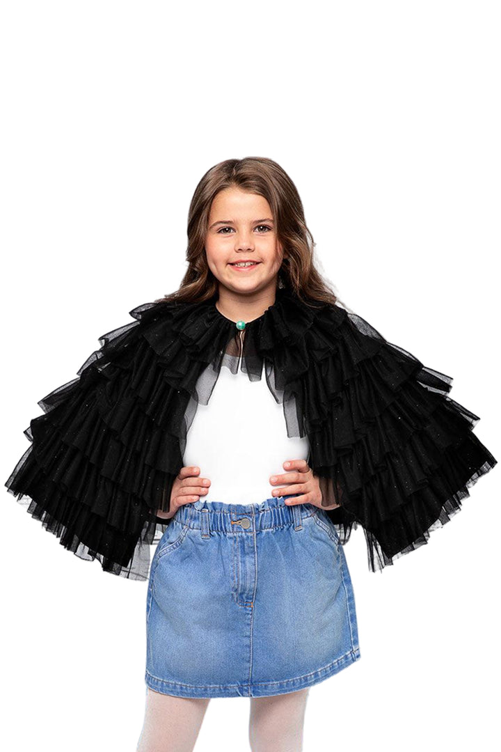 Black Ruffle Cape for Girls