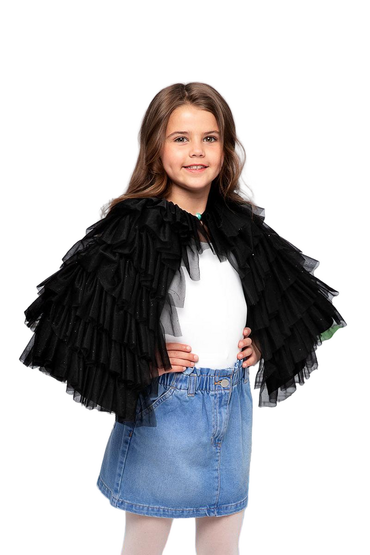 Black Ruffle Cape for Girls