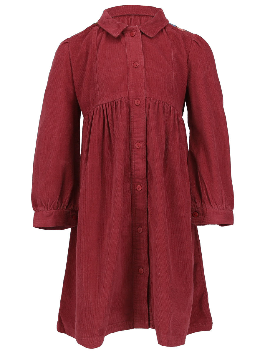 Holly Red Corduroy Dress for Girls