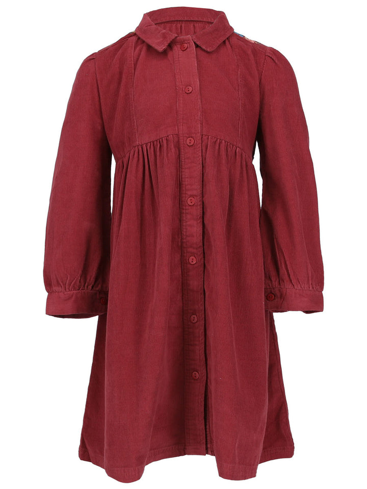 Holly Red Corduroy Dress for Girls
